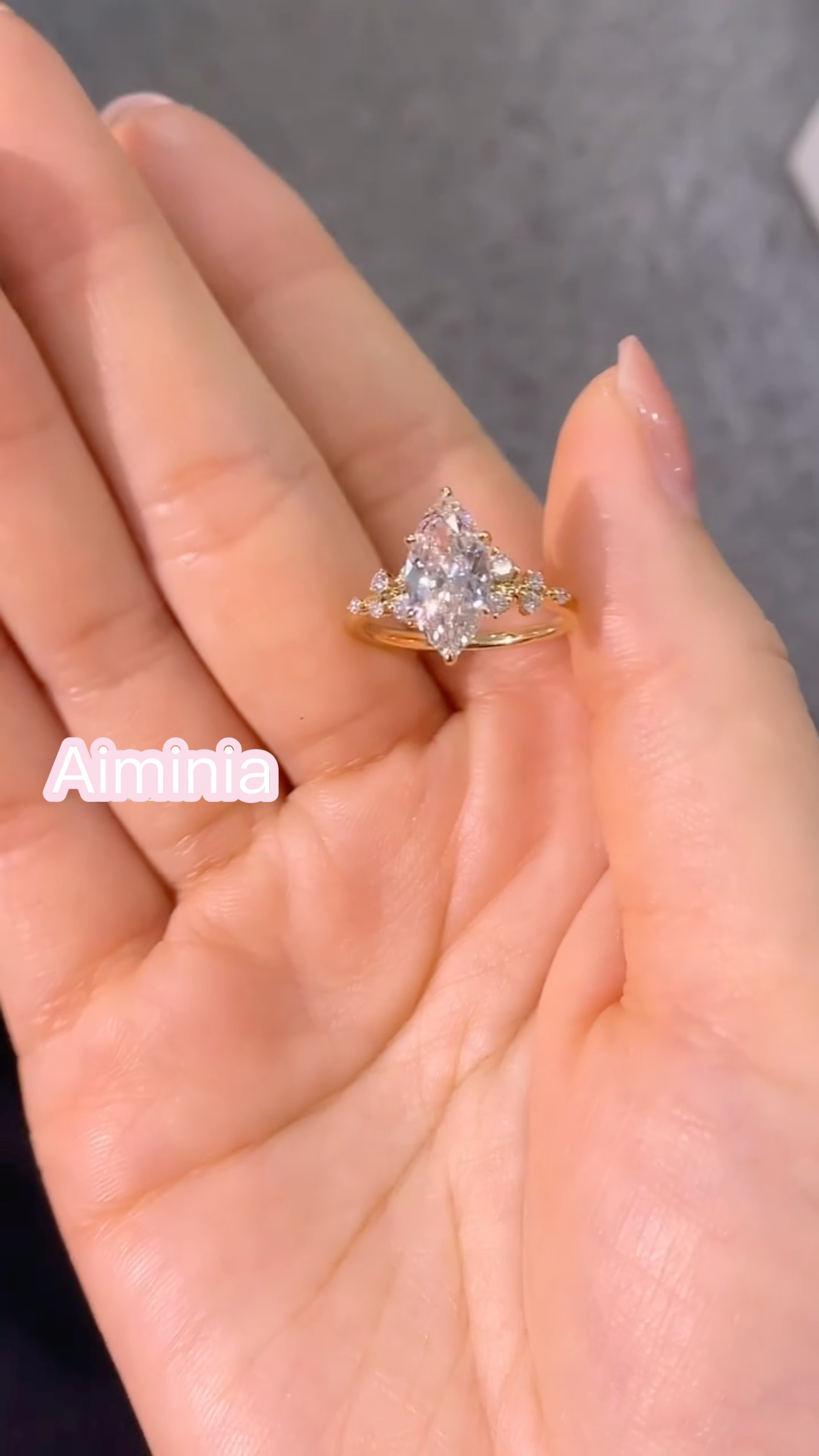 Meteor Marquise -Cut, Lab-Grown Diamond Ring, D Color, VS1 Clarity
