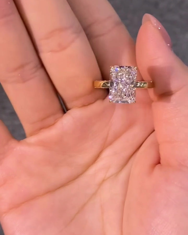 The Golden Radiant-Lab-Grown Diamond Ring — Radiant Brilliant Cut, E Color, VVS2 Clarity