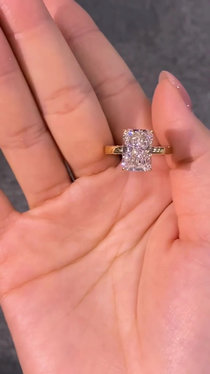 The Golden Radiant-Lab-Grown Diamond Ring — Radiant Brilliant Cut, E Color, VVS2 Clarity