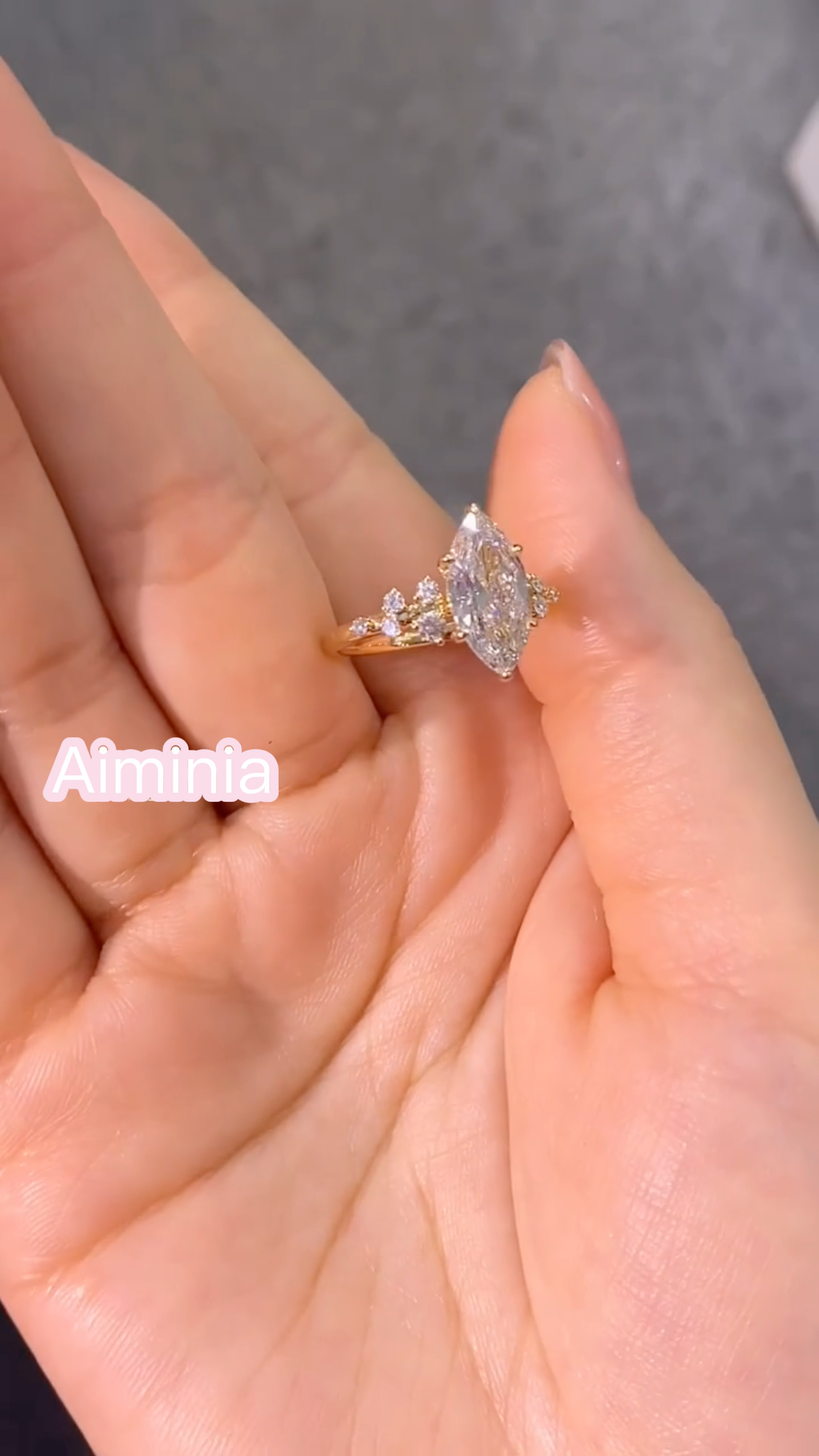 Meteor Marquise -Cut, Lab-Grown Diamond Ring, D Color, VS1 Clarity