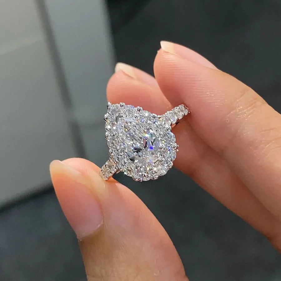 Teardrop in the Palm- Lab-Grown Diamond Engagement Ring